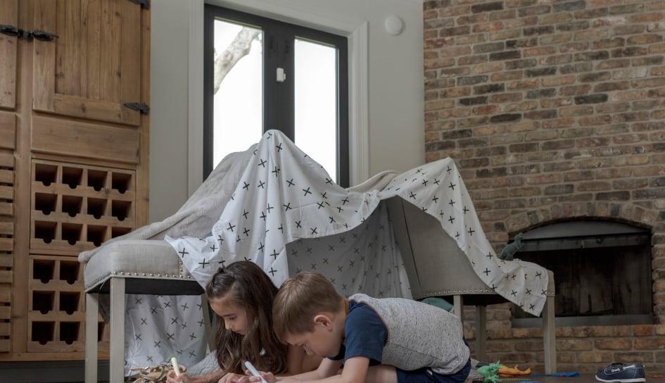 ADT smoke detector in a Dayton family room